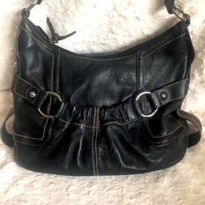 Tignanello leather purse- BNWOT Cute boho black purse.
